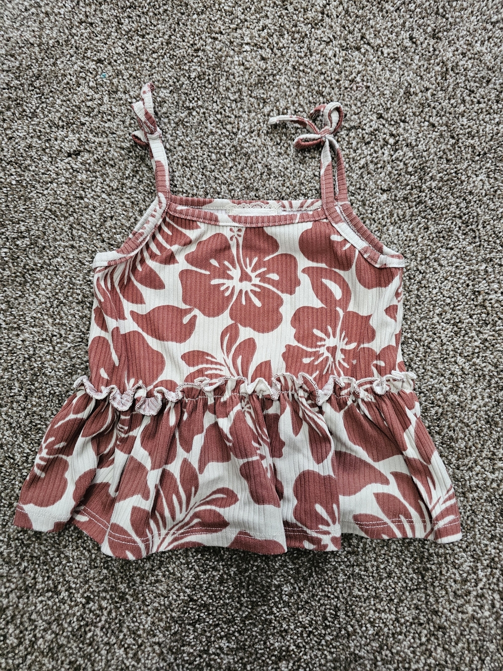 Girls Floral Tie-Strap Ruffle Blouse